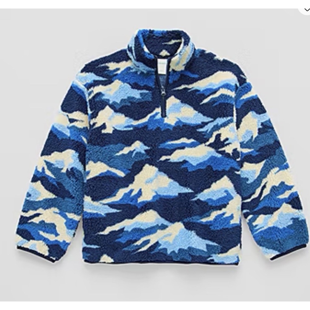 XXL-Husky Thereabouts Sherpa Boys Mock Neck Long Sleeve Fleece Casual